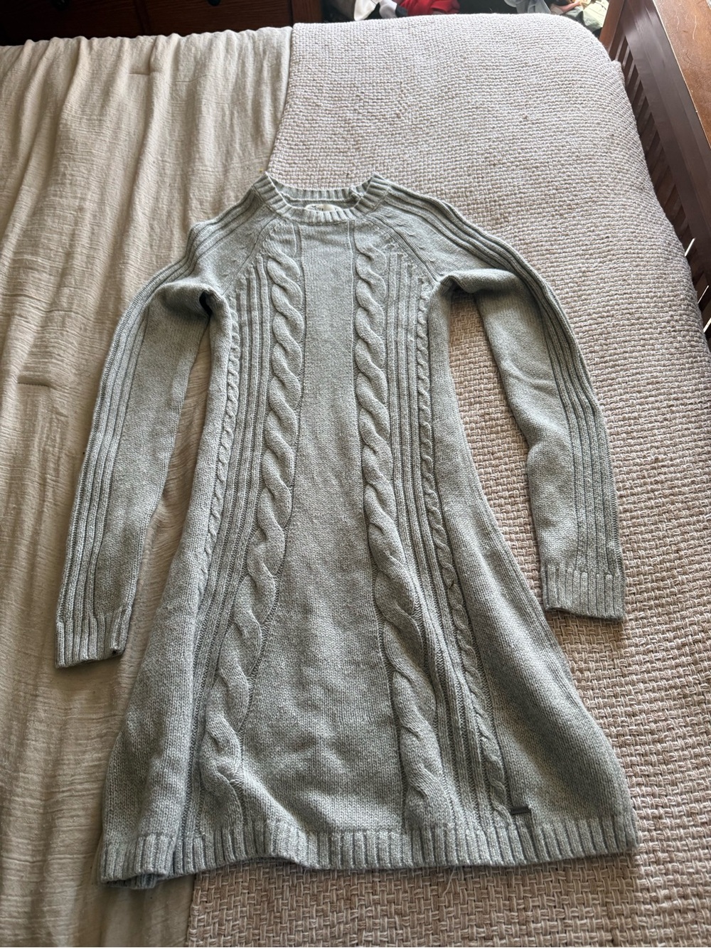 Hollister Women's Cable Knit Sweater Dress in Light Gray